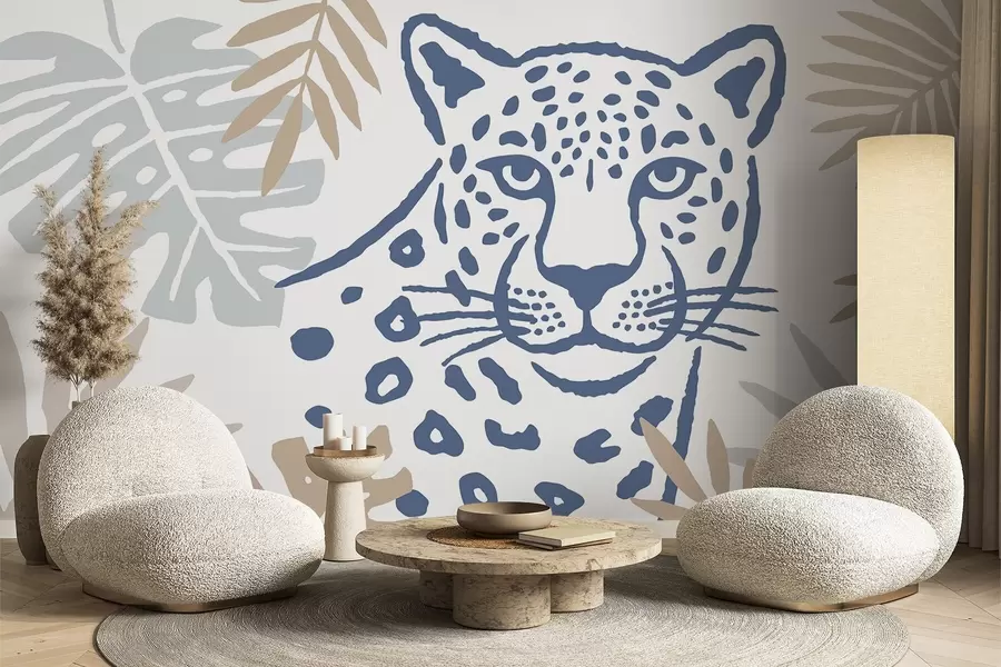 zidne murale Leopard u lišću w05396v2