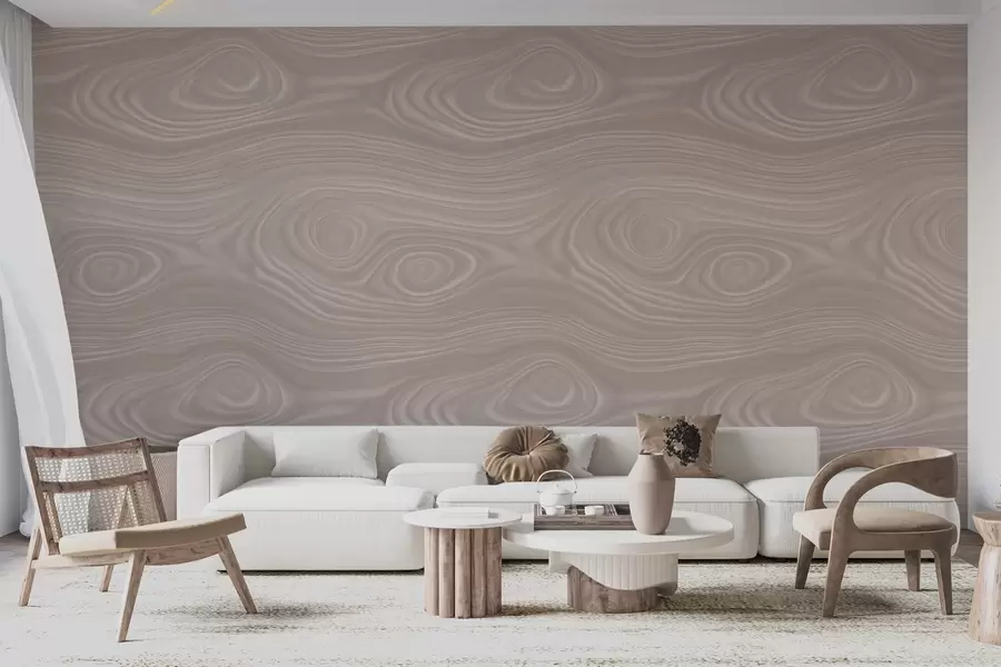 zidne murale Apstraktni bež uzorak s glatkim linijama i imitacijom prirodne teksture drva w09681