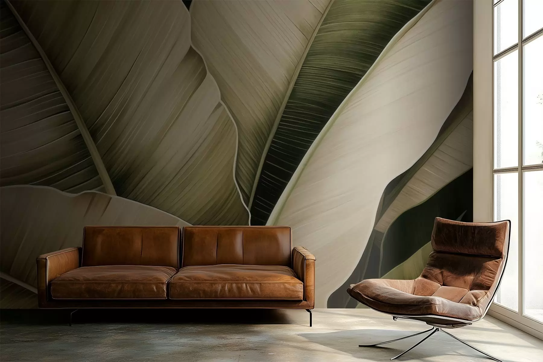 zidne murale Listovi banane, dugi listovi w05403