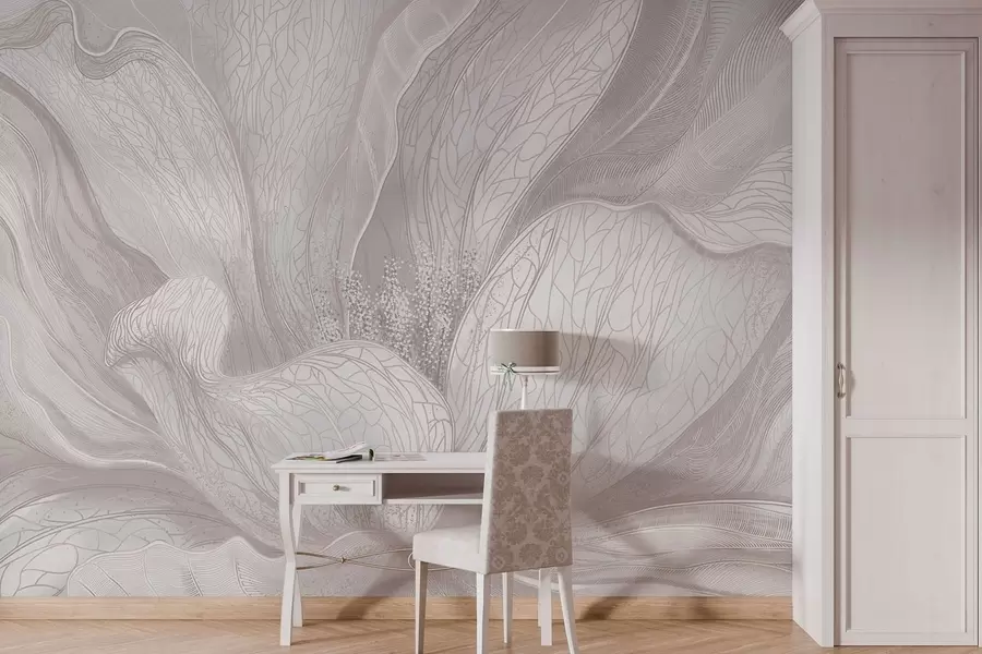 zidne murale Lagani apstraktni cvijet s tekućim linijama w05119v3