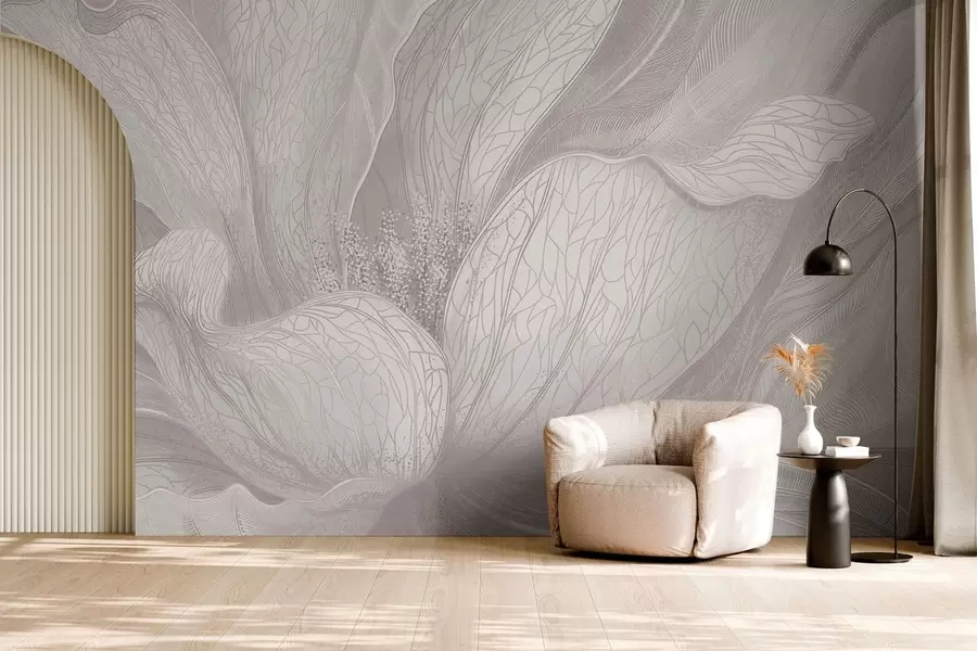zidne murale Lagani apstraktni cvijet s tekućim linijama w05119v3