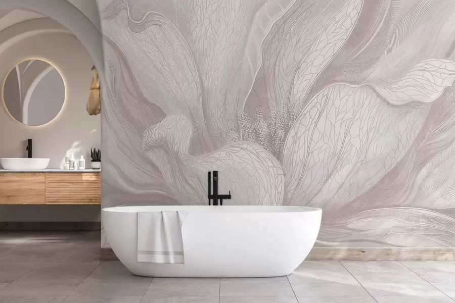 zidne murale Lagani apstraktni cvijet s tekućim linijama w05119v3