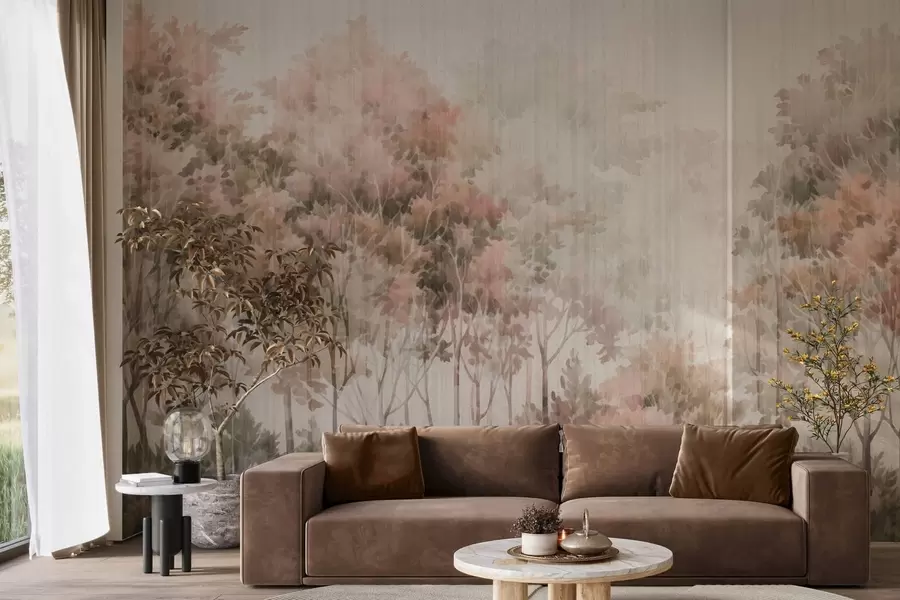 zidne murale Lisnata šuma i linije w05442v2