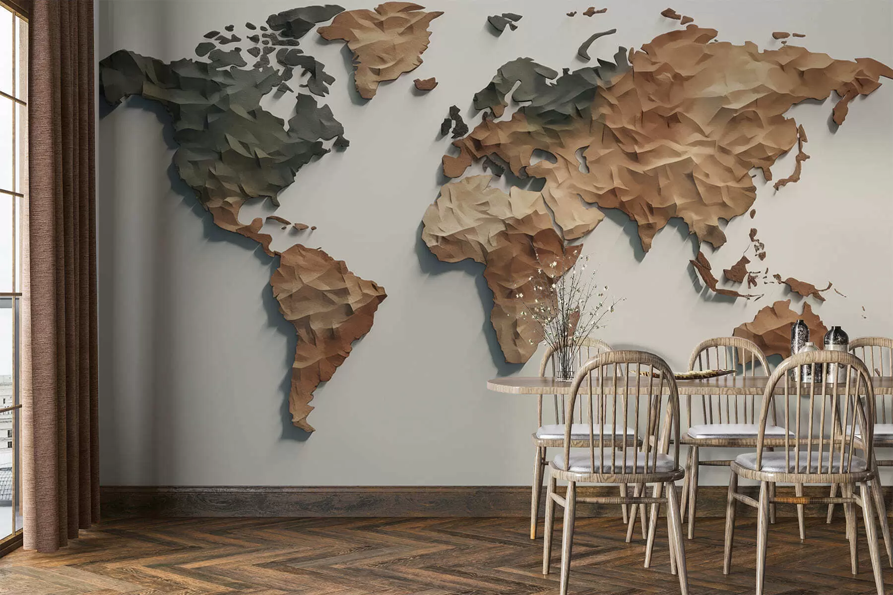 zidne murale Apstraktna karta svijeta c00011