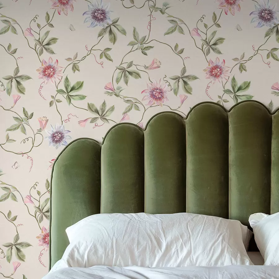 zidne murale Uzorak s egzotičnim cvijećem i vinovom lozom a01131