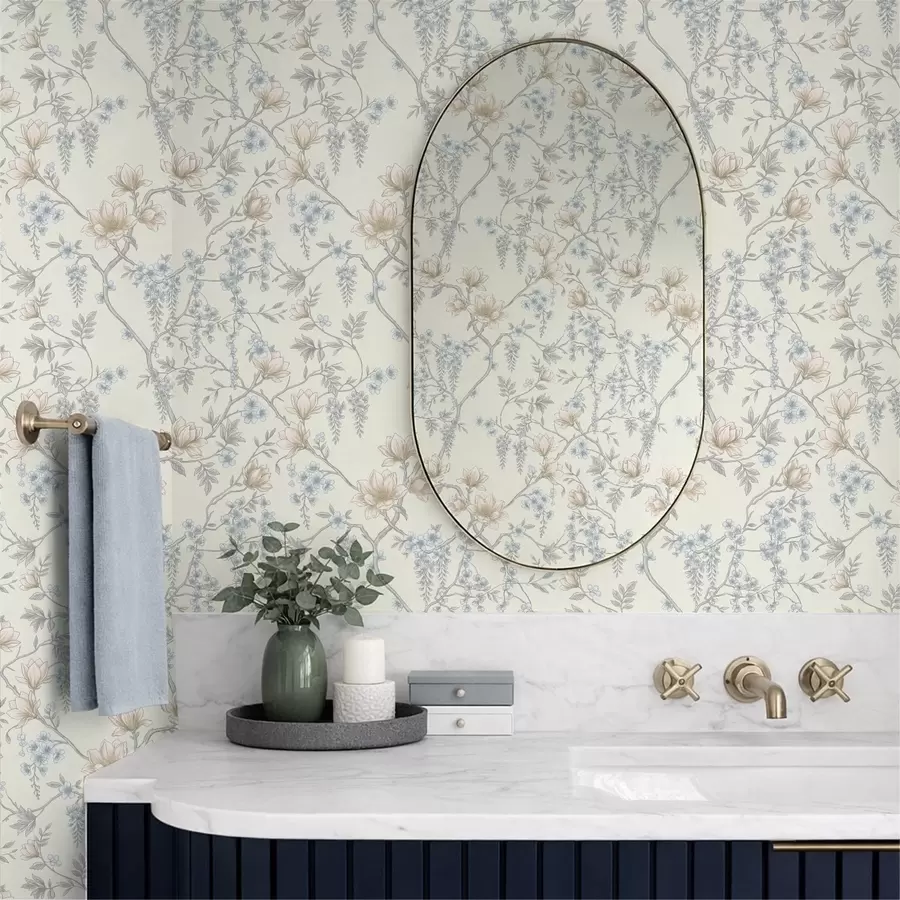 zidne murale Nježan cvjetni uzorak s grančicama i cvijećem a01159