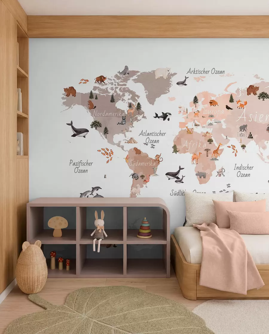 zidne murale Bež atlas faune na njemačkom c00009dev3