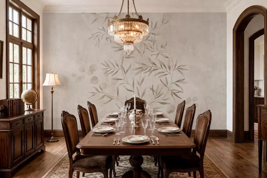 zidne murale Botanički uzorak u bež i smeđim nijansama w05424v2