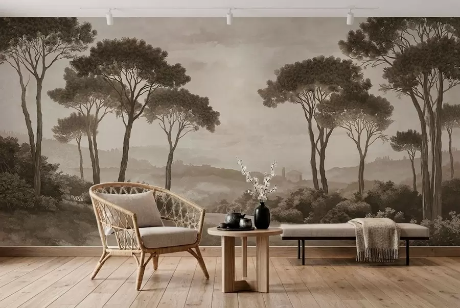 zidne murale Pejzaž s drvećem u vintage sepia tonu w05122v2