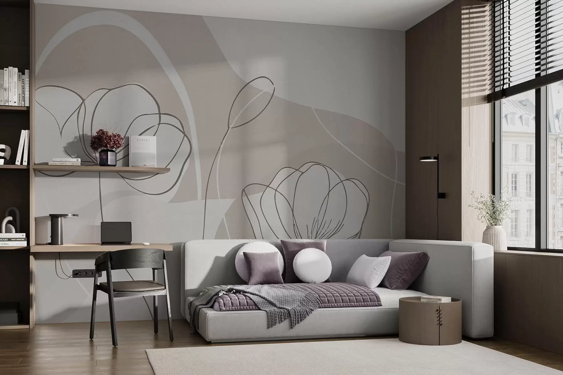 zidne murale Minimalističko cvijeće w09779
