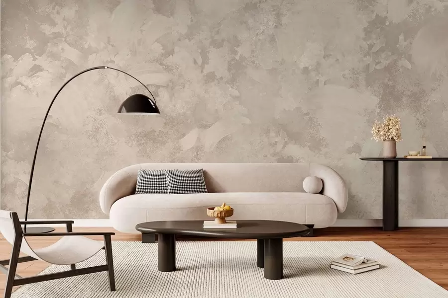 zidne murale Minimalistička apstraktna tekstura kista u bež tonovima w05160