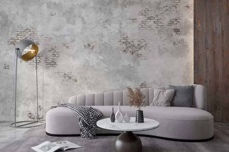 zidne murale Grunge tekstura žbuke s izloženim fragmentima opeke w05161