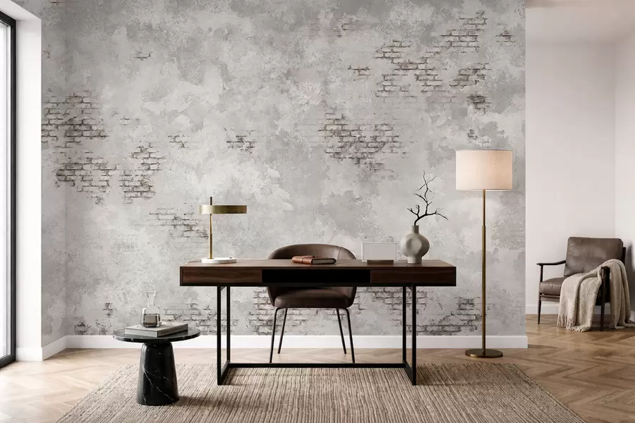 zidne murale Grunge tekstura žbuke s izloženim fragmentima opeke w05161