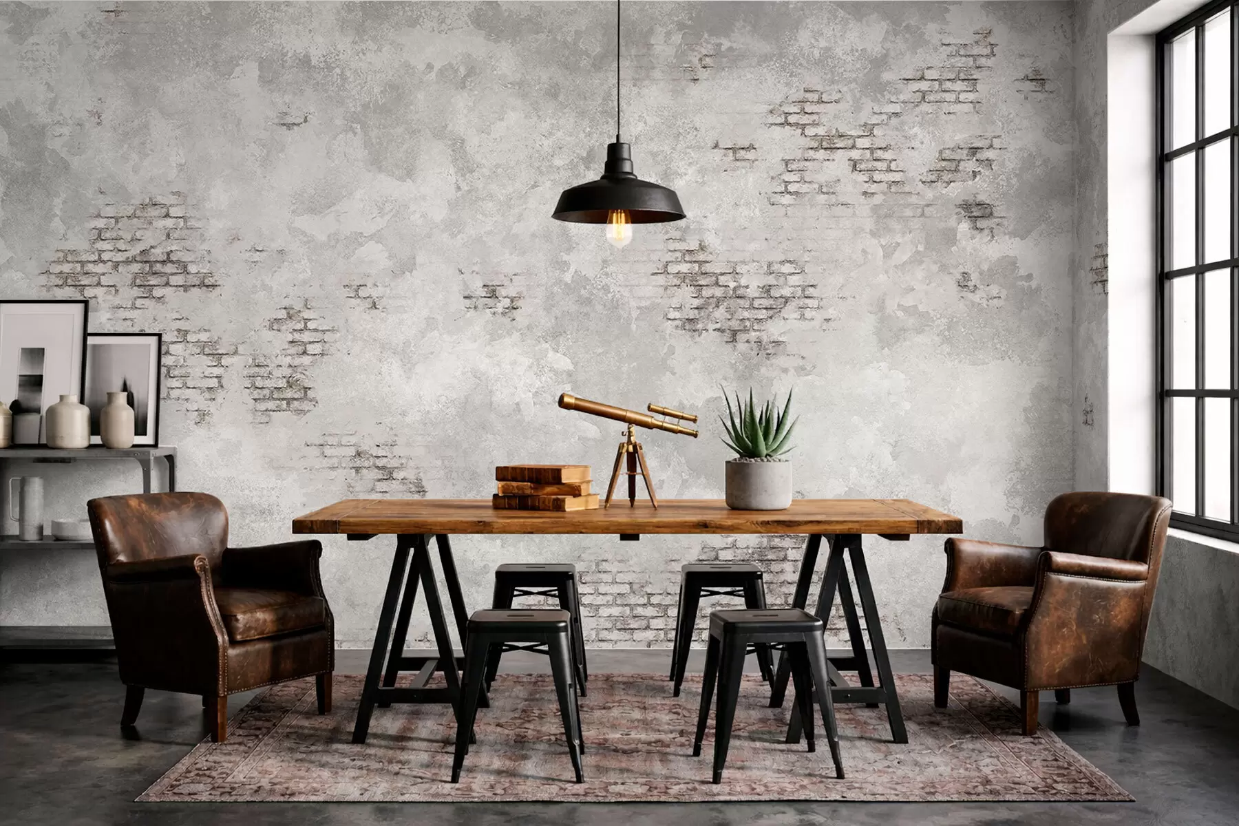 zidne murale Grunge tekstura žbuke s izloženim fragmentima opeke w05161