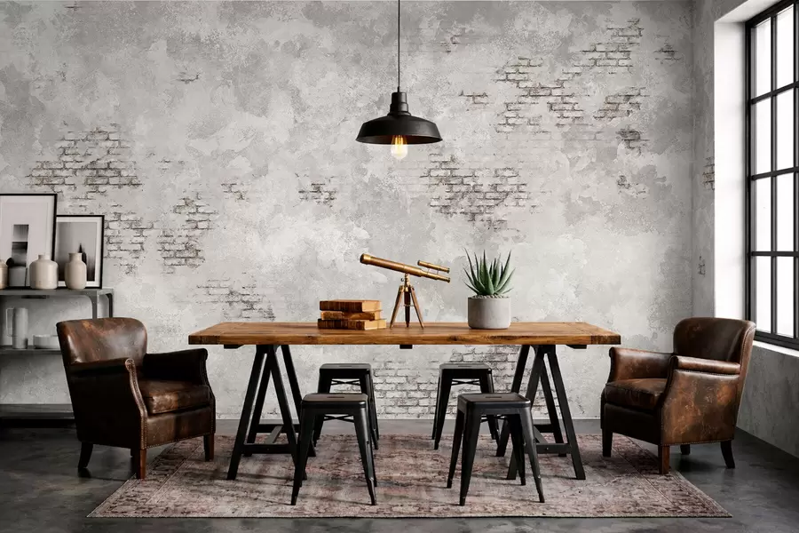zidne murale Grunge tekstura žbuke s izloženim fragmentima opeke w05161