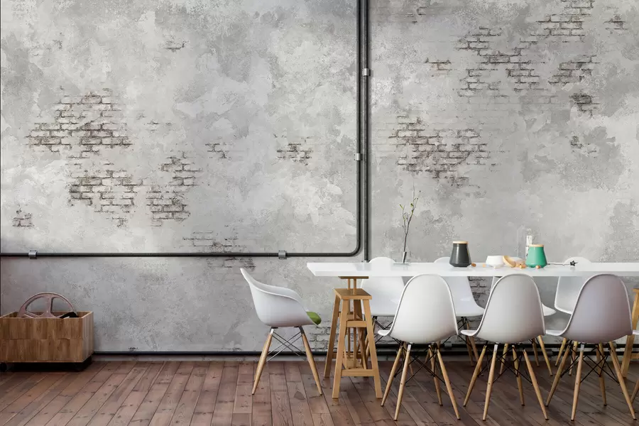 zidne murale Grunge tekstura žbuke s izloženim fragmentima opeke w05161