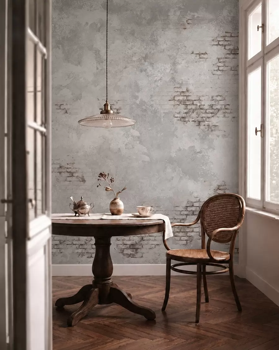zidne murale Grunge tekstura žbuke s izloženim fragmentima opeke w05161