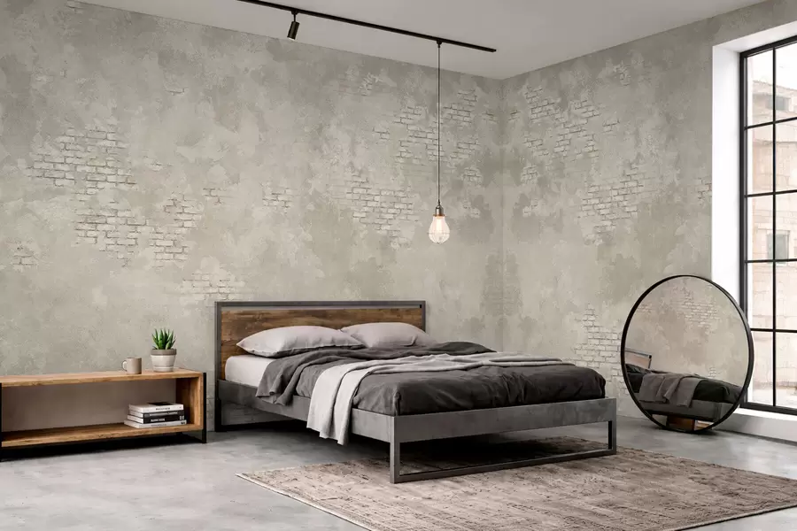 zidne murale Grunge svijetla žbuka s vidljivim dijelovima opeke w05161v1