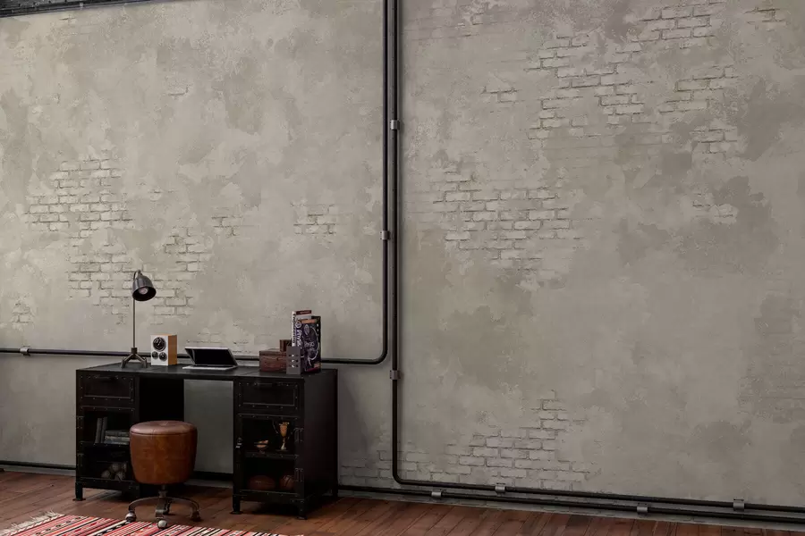 zidne murale Grunge svijetla žbuka s vidljivim dijelovima opeke w05161v1