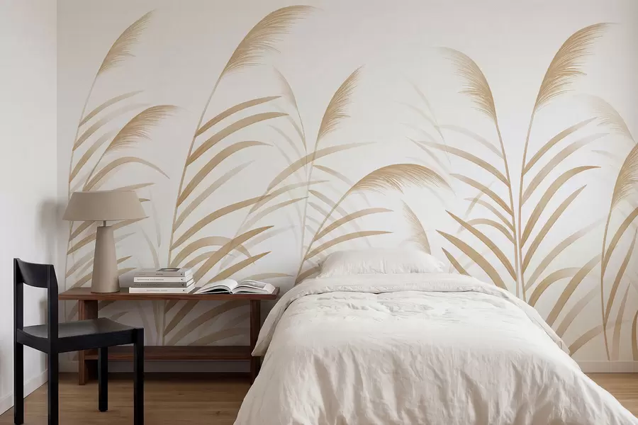 zidne murale Minimalističke trave u svijetlim bež tonovima w05432v1
