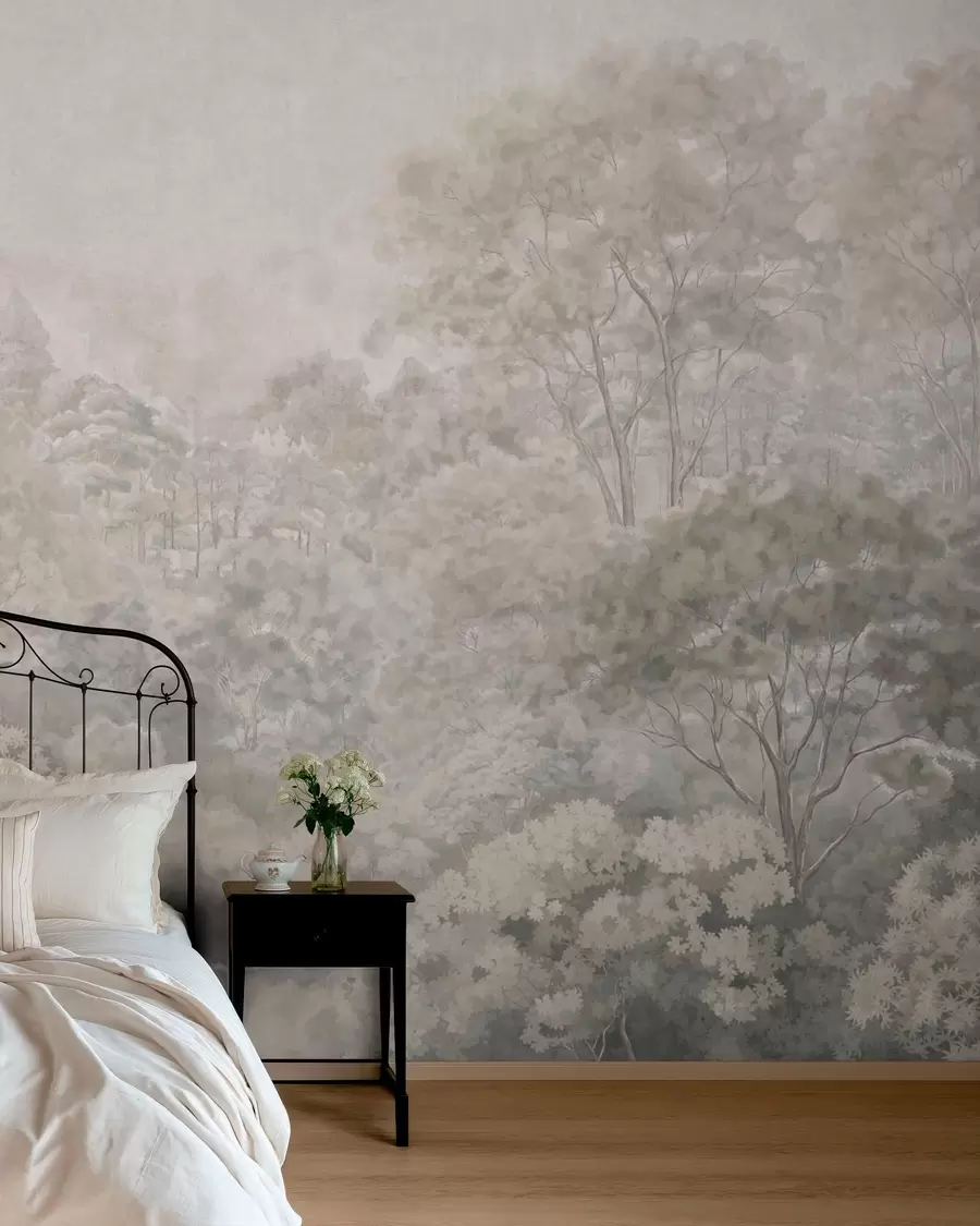 zidne murale Starinski svijetli šumski krajolik u pastelnim tonovima w05433v2