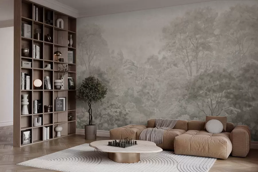 zidne murale Starinski svijetli šumski krajolik u pastelnim tonovima w05433v2
