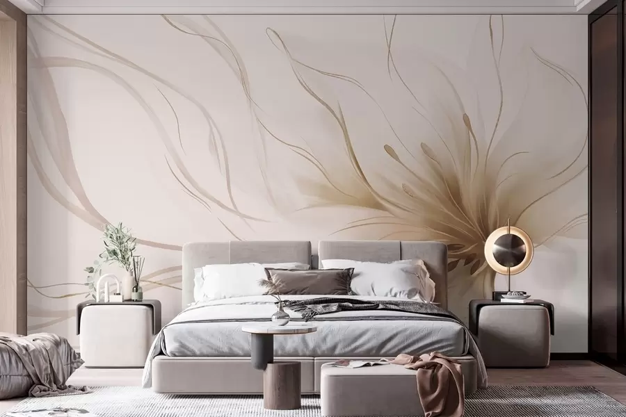 zidne murale Apstraktni bež cvijet s tekućim linijama u stilu fluidne umjetnosti w05428v2