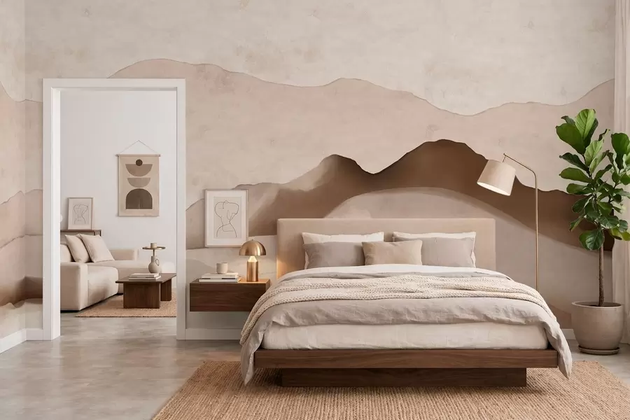zidne murale Apstraktne planine u japandi i minimalističkom stilu w05434