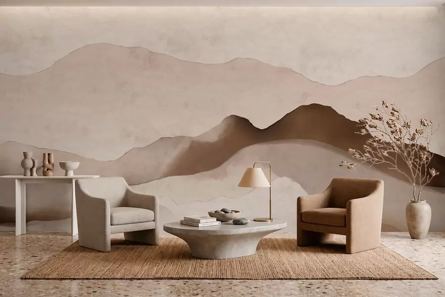 zidne murale Apstraktne planine u japandi i minimalističkom stilu w05434