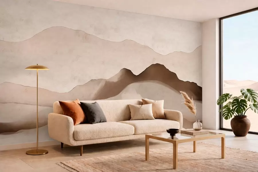 zidne murale Apstraktne planine u japandi i minimalističkom stilu w05434