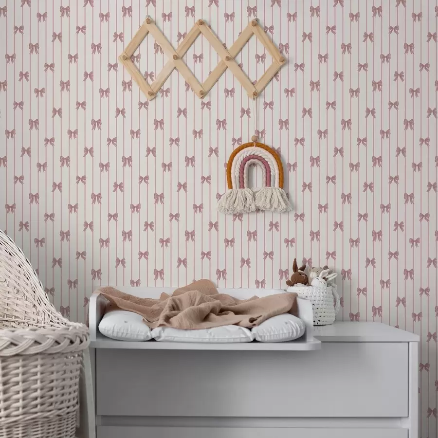 zidne murale Male ružičaste mašne u okomite pruge a01076