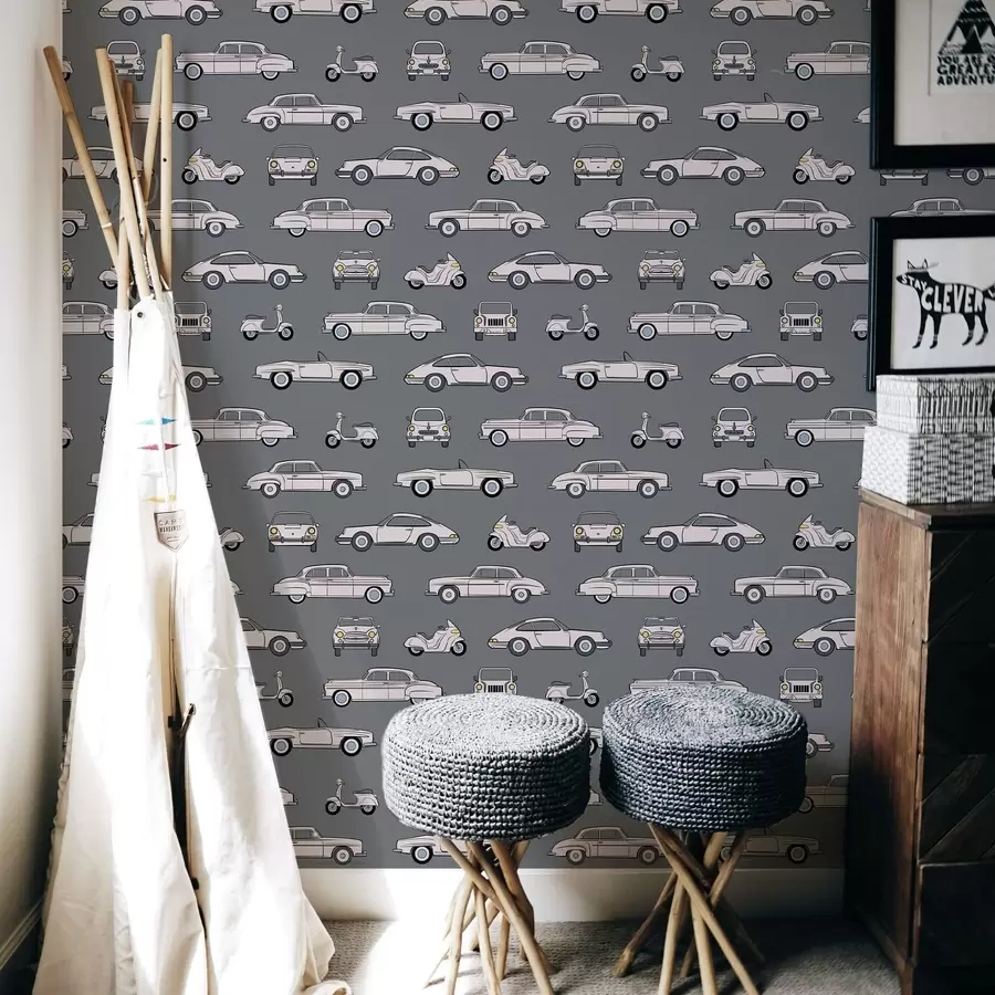 zidne murale Retro automobili i skuteri na tamnoj pozadini a01178v3