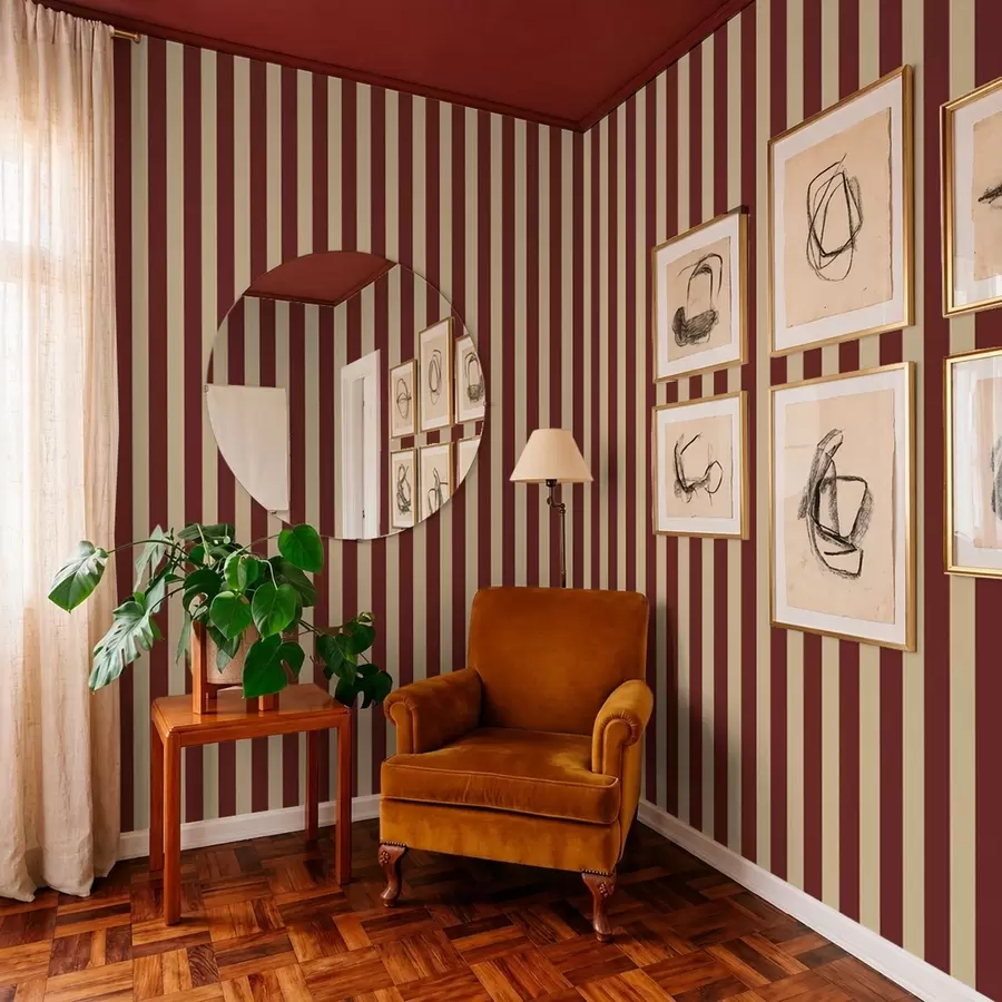 zidne murale Crvene i bež okomite pruge a01179