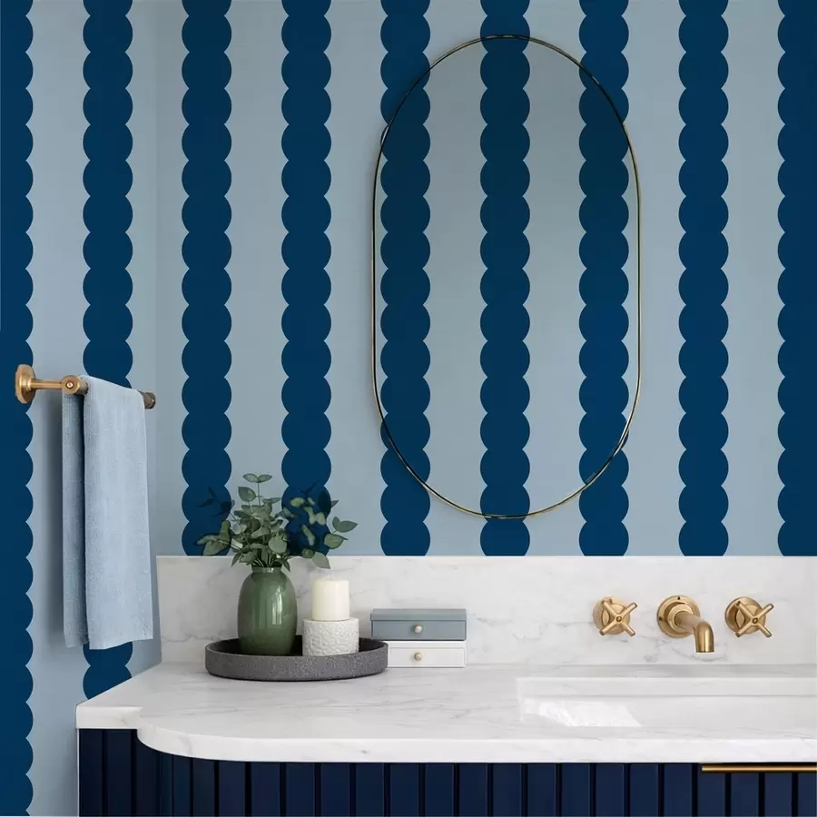 zidne murale Tamnoplave valovite pruge u minimalističkom stilu a01182v3