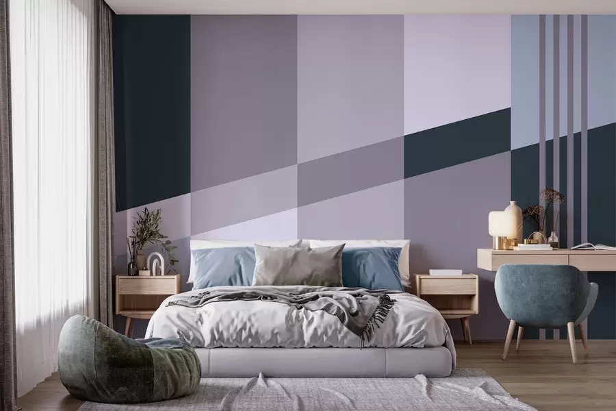 zidne murale Decentni geometrijski uzorci u nijansama sive i plave w05390v1