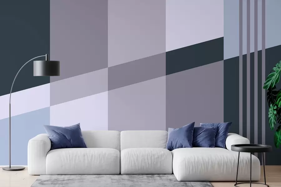 zidne murale Decentni geometrijski uzorci u nijansama sive i plave w05390v1
