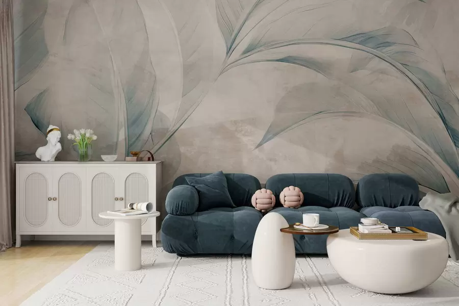 zidne murale Lišće na betonskom zidu w05440