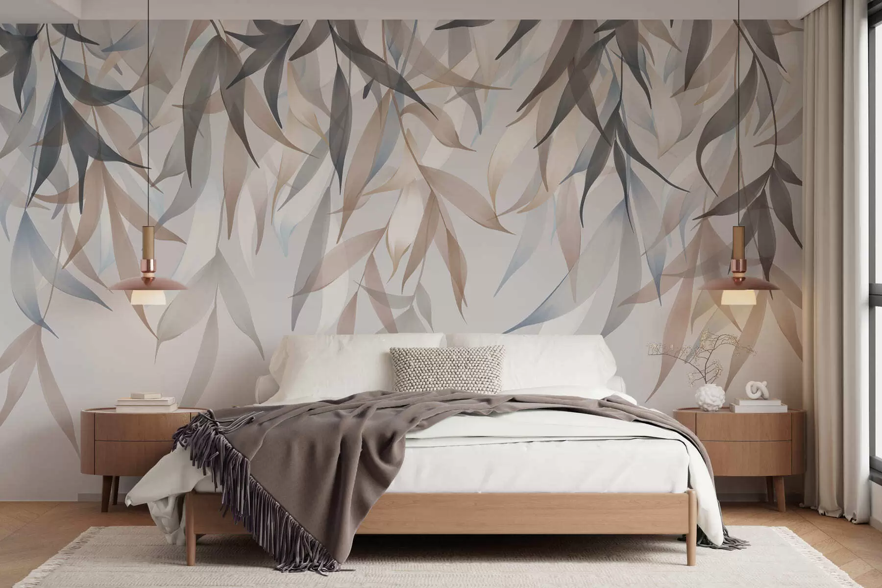 zidne murale Viseći dugi listovi w05523