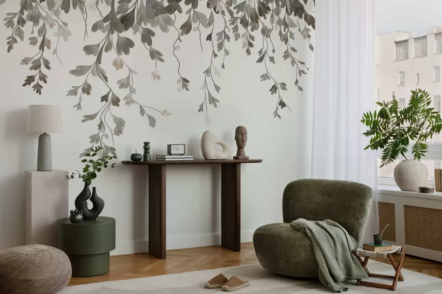 zidne murale Nježno viseće lišće w05526