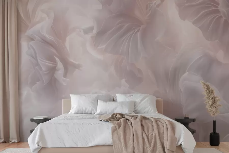 zidne murale Apstraktni cvjetni oblici s tekućim laticama u pastelnim nijansama w09841