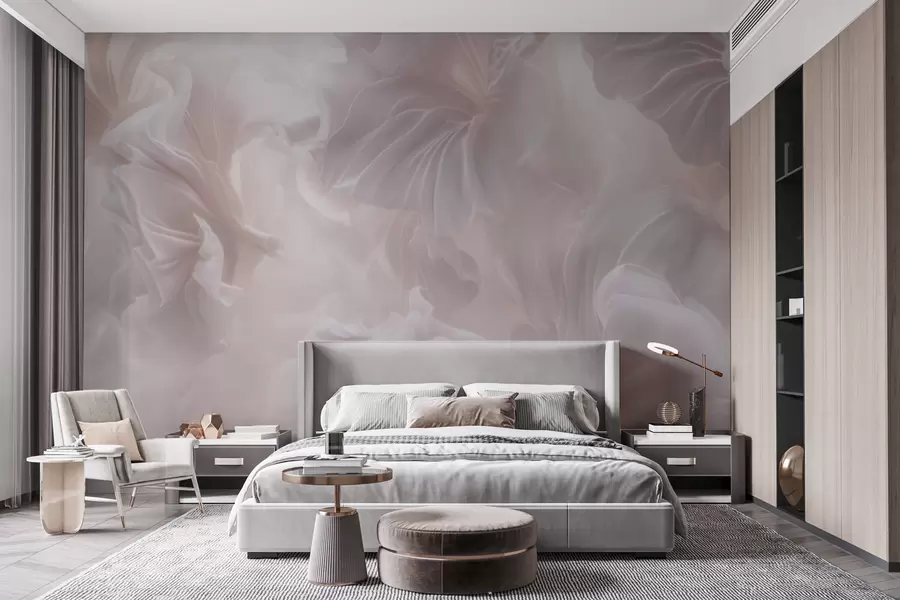 zidne murale Apstraktni cvjetni oblici s tekućim laticama u pastelnim nijansama w09841