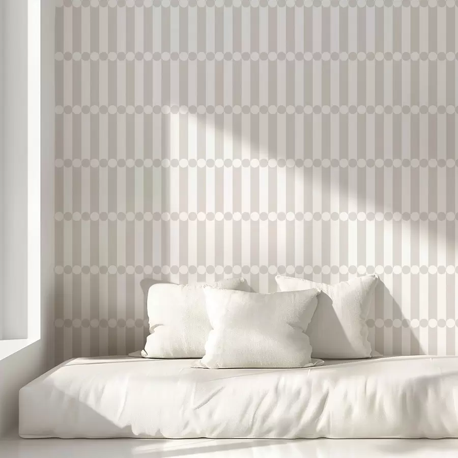 zidne murale Svijetle neutralne pruge s nizom krugova a01186v2
