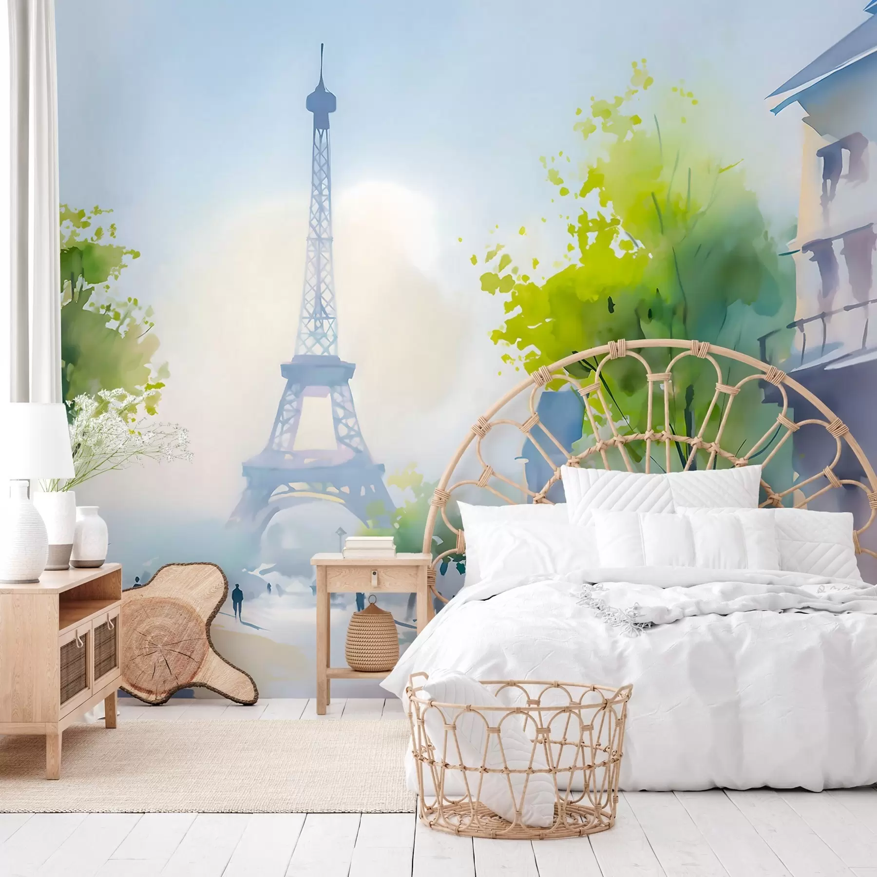zidne murale Pariz, gradski pejzaž u akvarelnom stilu à la prima w05566