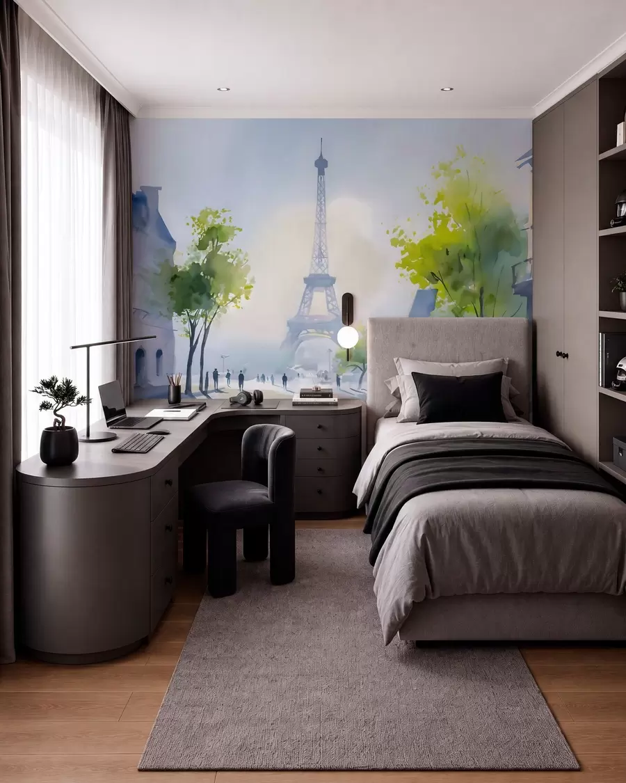 zidne murale Pariz, gradski pejzaž u akvarelnom stilu à la prima w05566