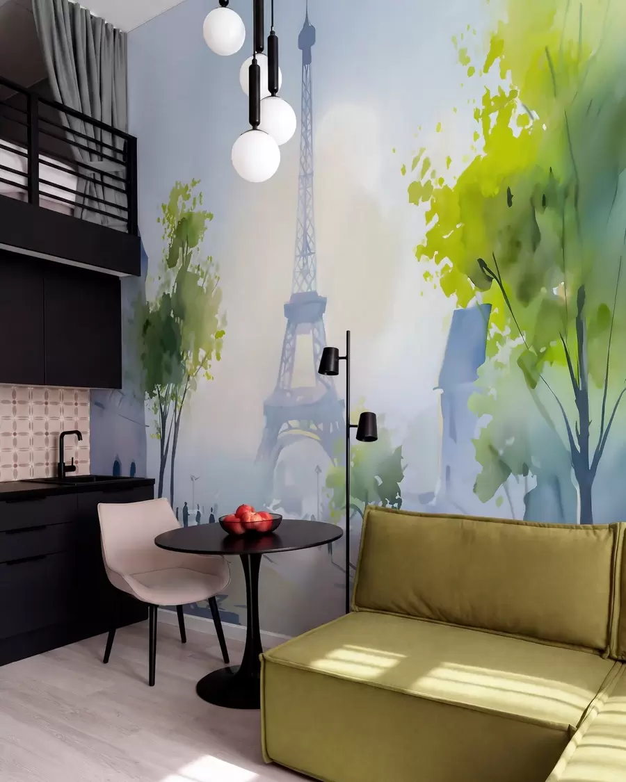 zidne murale Pariz, gradski pejzaž u akvarelnom stilu à la prima w05566