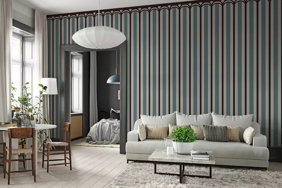 zidne murale Vertikalni ornament u plavim i smeđim tonovima w05610v5