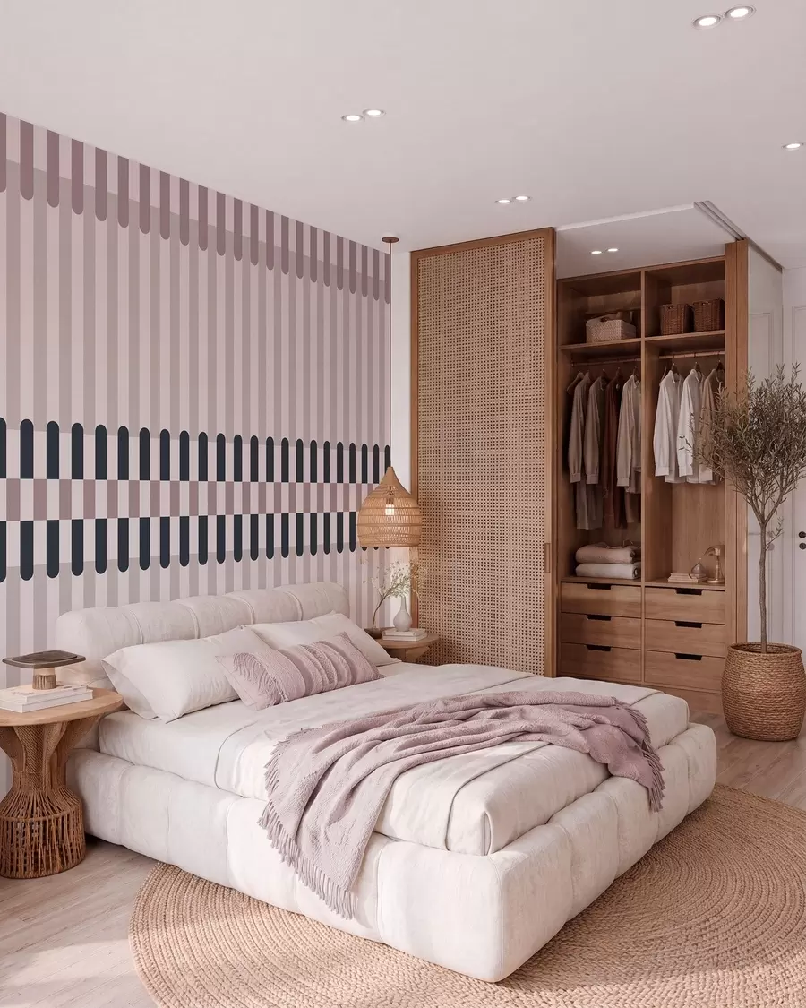 zidne murale Prugasti uzorak u krem i tamnoplavim tonovima w05150v2