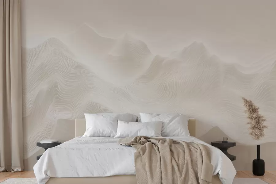 zidne murale Apstraktne valovite planine u bež paleti u minimalističkom stilu w09713