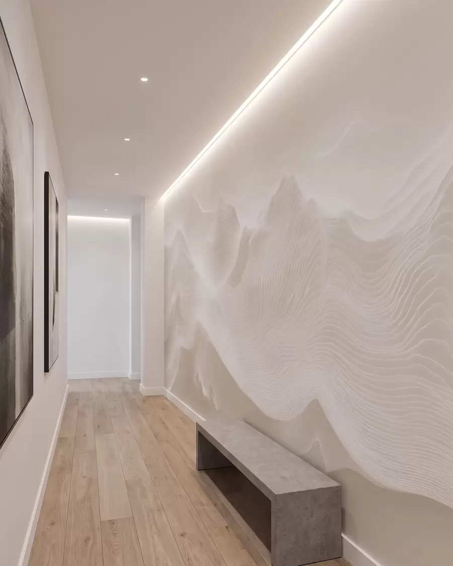 zidne murale Apstraktne valovite planine u bež paleti u minimalističkom stilu w09713