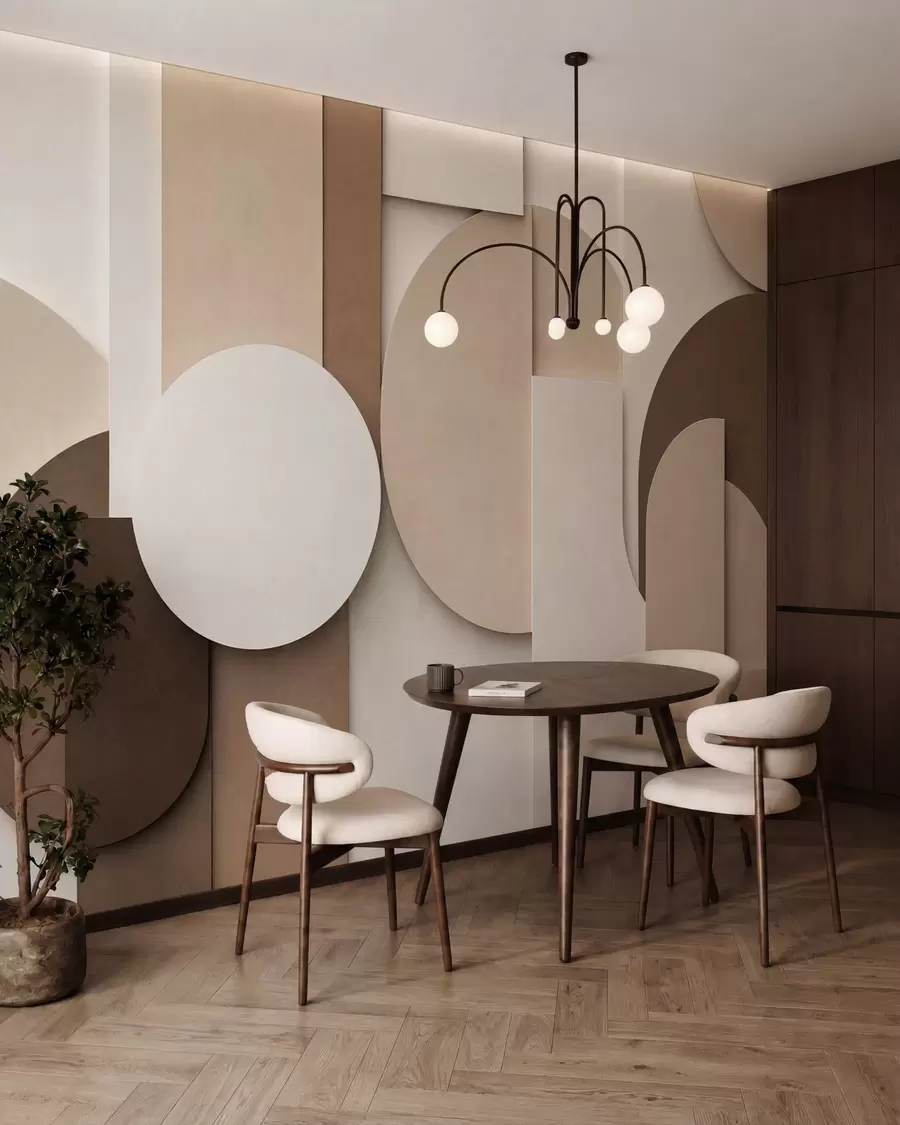 zidne murale Teksturirani bež geometrijski oblici u slojevitoj 3D kompoziciji, minimalistička moderna zidna umjetnost w05598
